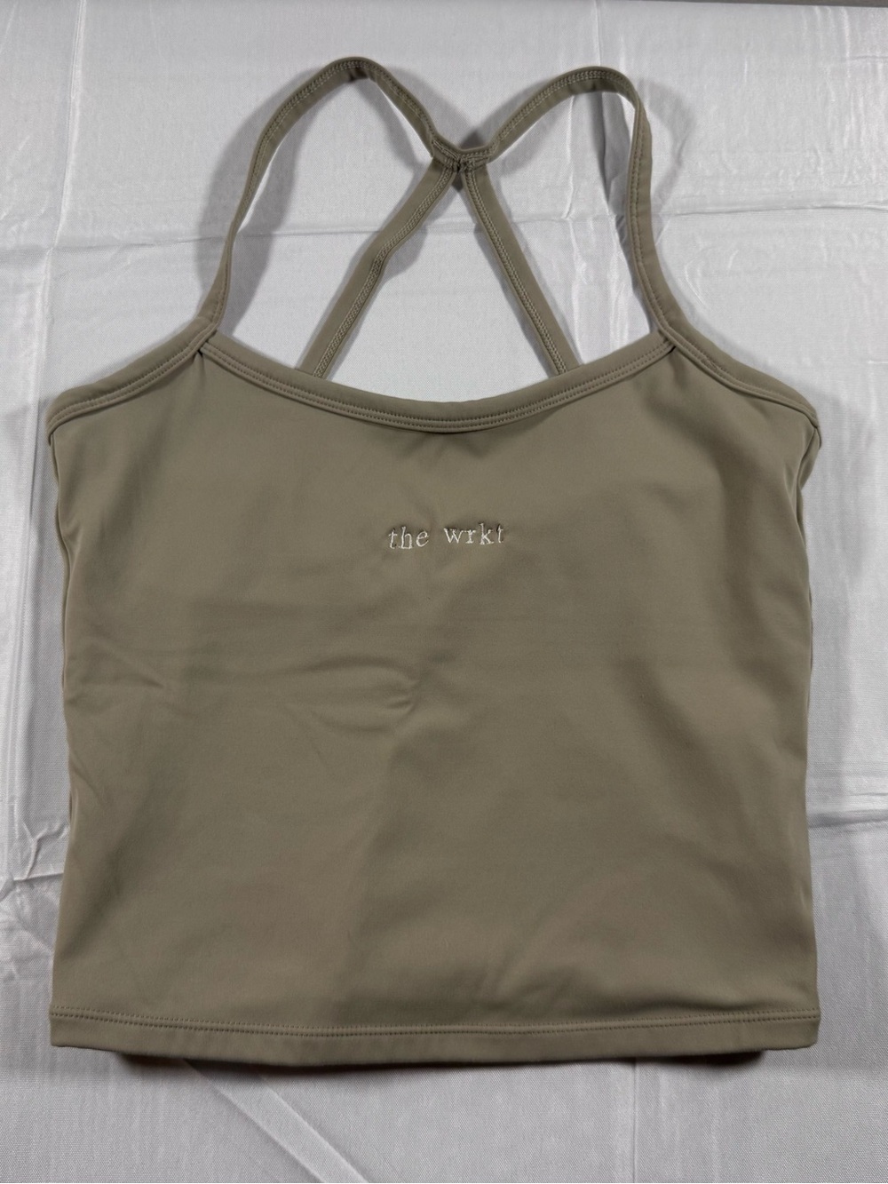 The WRKT brand Active Tank Top in Khaki/Olive Green